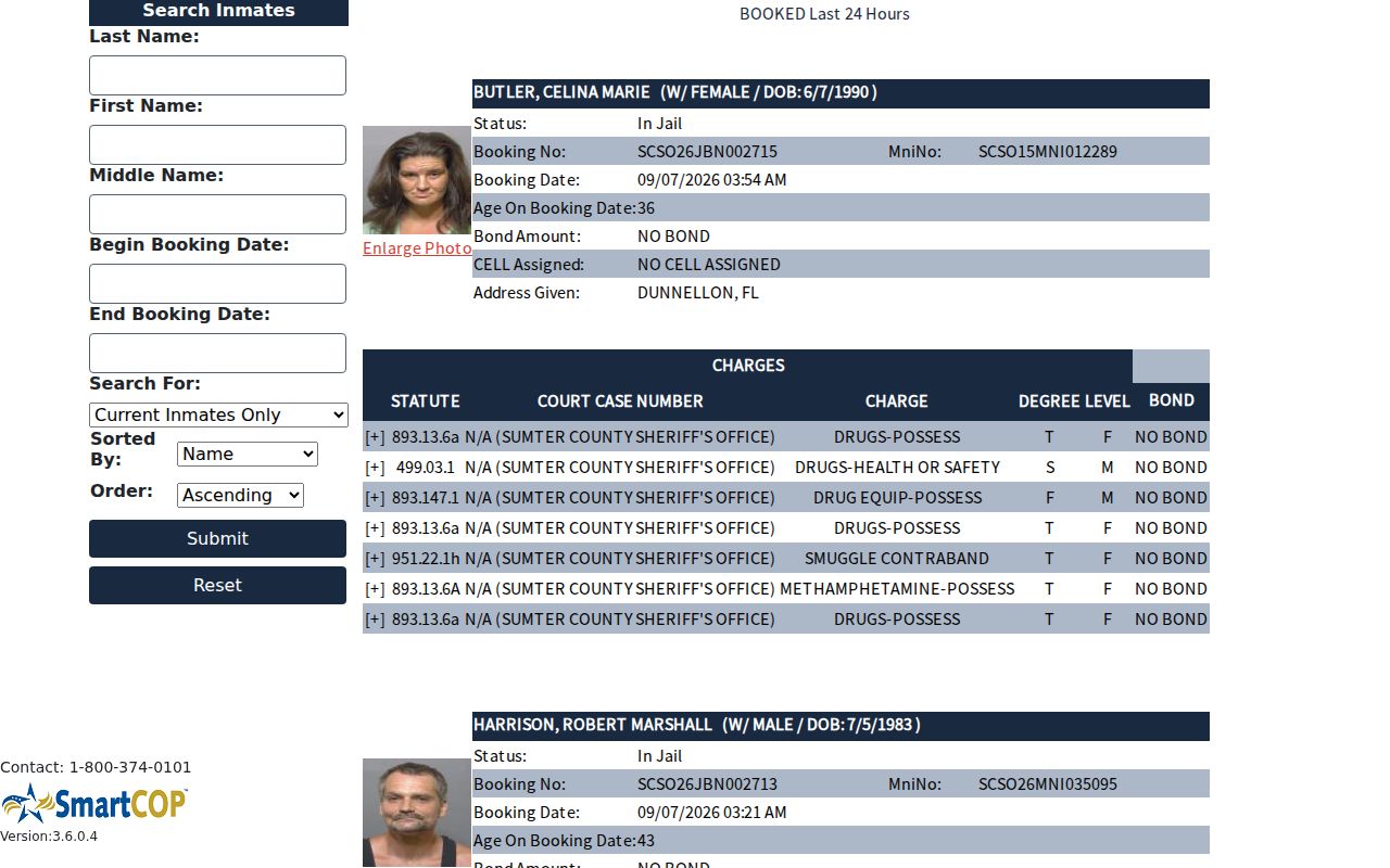 Sumter County recent arrests Jail View roster search
