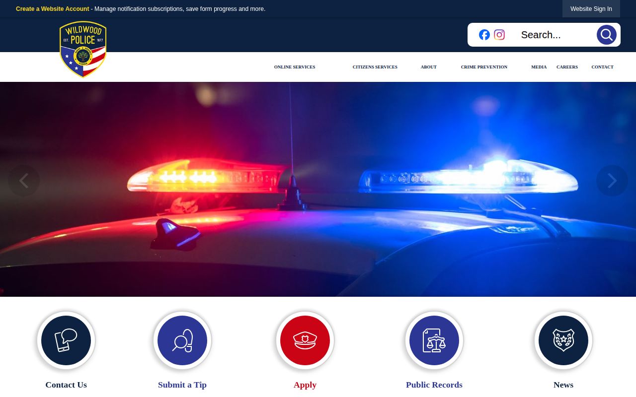 Official City of Wildwood Police Department webpage